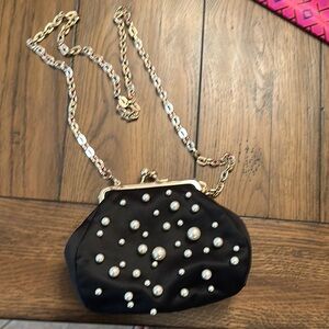 White House Black Market Black Pearl Chain Clutch